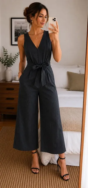 Marciano Charcoal Tweed Culotte Jumpsuit – Day to Night Staple thumbnail 1
