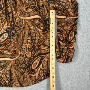 Richard Allen x H&M Paisley Long Sleeve Button Up Blouse Women's 12 Black/Brown thumbnail 7
