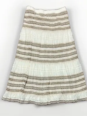 Chico’s Maxi Skirt Size Large Cream Crochet Gauze Trim Boho Festival Coastal thumbnail 4