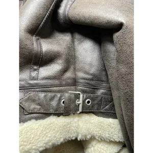 Stradivarius Women's Brown Fleece Sherpa Hoodie Full Zip Faux Leather Jacket L thumbnail 5