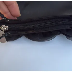 Vintage Handbag Black Rayon with Beaded Handle and Rose Detail thumbnail 5