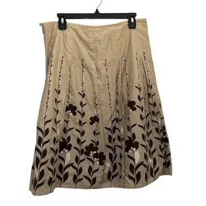 Apt 9 brown tan floral lined skirt size 12 cotton business casual thumbnail 3