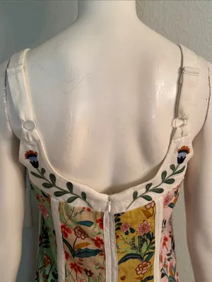 Christian Lacroix Linen Floral Midi Dress | Yellow, Mint & Pink | Size 6🌼💗 thumbnail 13