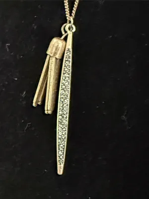 Vintage two tone double strand rhinestone bar and pendant necklace thumbnail 2