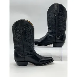 Pistolero Black All Leather Embroidered Cowboy Boots Women's Sz 24.5-7.5/Men 5.5 thumbnail 3