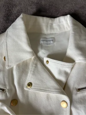 Lovers and Friends Small Fancy White Denim Romper With Gold Buttons thumbnail 4