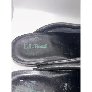 LL Bean Womens Black Leather Clogs Mules Slip On Shoes Sz 9 Comfort Granola Girl thumbnail 5