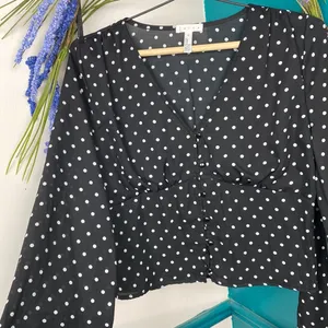 Leith Long Sleeve Polka Dot Top NWOT thumbnail 4
