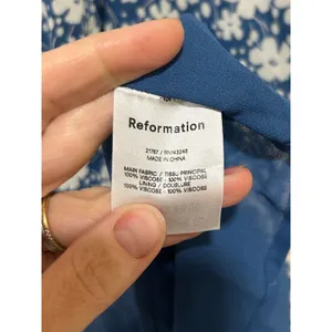 NWOT Reformation Sable Smocked Tie Midi Dress in Mari Blue White Floral Size XS thumbnail 6