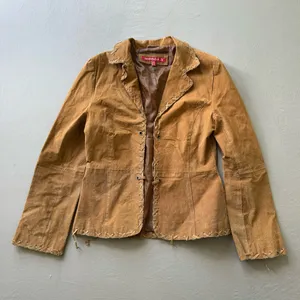 Vintage Jennyfer J Whipstitch Suede Leather Jacket thumbnail 1