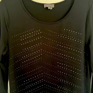 Vince‎ Camuto Studded Long Sleeve Knit Career Dress Women's Medium Black thumbnail 3