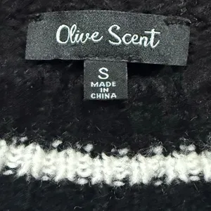 Olive Scent Striped Knit Crewneck Sweater Size Small Black White Grunge Coquette thumbnail 3