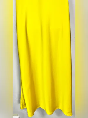 Zara Yellow Satin Finish Slip Dress with White Lace Trim Size Small thumbnail 10