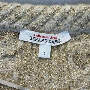 Gerard Darel Collection Studio Gold Metallic Cable Knit Cardigan Sweater Size 1‎ thumbnail 2