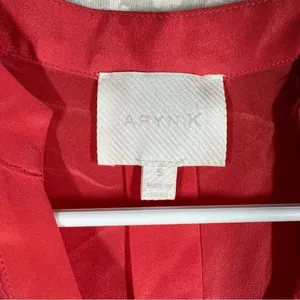 Anthropologie Aryn K Coral Pink Silk Belted‎ Trapeze Dress thumbnail 2