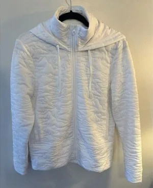 Dick's Sporting Goods DSG Women's Small Hooded Full Zip Sweatshirt White Quilted thumbnail 1