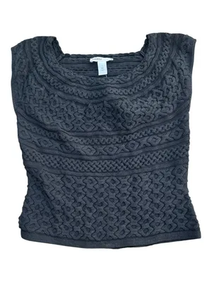 White House | Black Market Outlet Chic Capsule Vest Knit Top Textured Sleeveless Sweater Black Small thumbnail 9