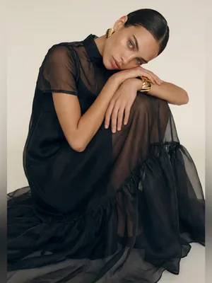 NWT Few Moda Melody Maxi Dress size XL Black Mesh Caara thumbnail 2