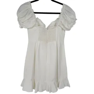 Selfie Leslie Milkmaid Ruched Bust Puff‎ Sleeve Mini Dress White Size Small thumbnail 5