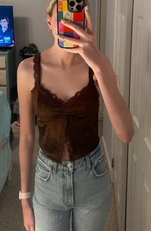 Forever 21 Brown Satin Tank Top thumbnail 1