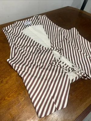 Princess Polly Lishar Vest - Brown & White Striped Tie-Front Vest size 10 NWOT thumbnail 4