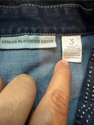 Chico’s Platinum Denim Rhinestone Collar Sleeveless Stretch Jean Vest Size 3 XL thumbnail 7