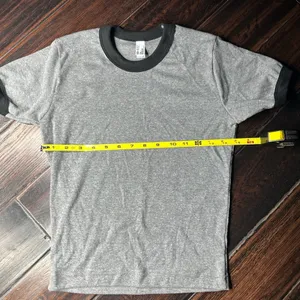 Crewneck, short sleeve crop top T-shirt, Los Angeles Apparel tri blend thumbnail 2