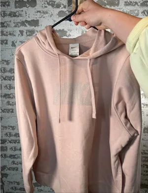 Nike | women pink hoodie with bedazzled logo thumbnail 1