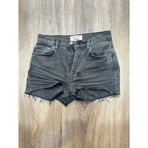 Reformation Size 25 Women's‎ Button Zip High Rise Black Distress Denim Shorts thumbnail 2