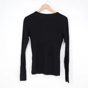 H&M Black Ribbed Long Sleeve Crewneck Top Modal Cotton Blend Size M thumbnail 5