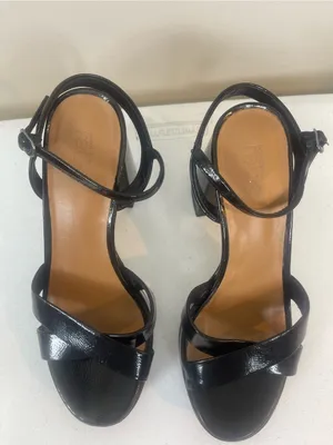 Classic Black Patent Block Heel Sandals with Ankle Strap thumbnail 2