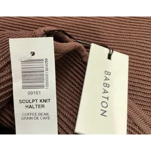 Aritzia Babaton Sculpt Knit Halter Mini Dress Coffee Bean Brown Ribbed S NWT‎ thumbnail 8