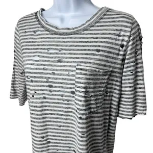 Free People Stripe Distressed Top Beetlejuice Asymmetrical Halloween Grunge XS thumbnail 3