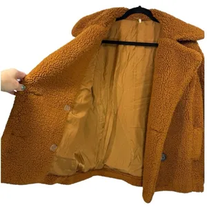 Free People Womens Teddy Peacoat Rust Orange Faux Fur Sherpa Jacket Size XS thumbnail 5