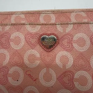 Coach Accordion Zip Pink Signature C Coated Canvas Wallet thumbnail 2