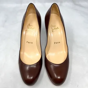 Christian Louboutin Vintage Simple Pump 85 Leather Low Mid Height Heels Brown 36 thumbnail 4