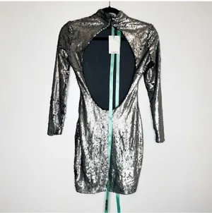 House Of CB Starlight Silver Sequin Back Dress thumbnail 8