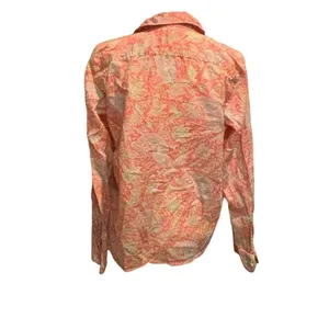Lauren Ralph Lauren Orange Floral Long Roll Tab Sleeve Pockets Blouse‎ Large thumbnail 2