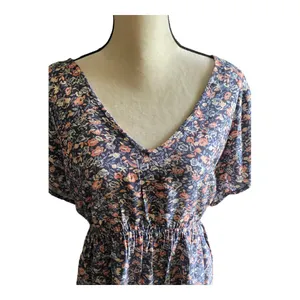 Torrid Beautiful floral babydoll tunic, short sleeves.m, cross back thumbnail 2