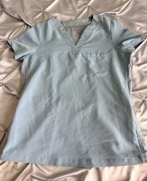 healing hands Light Blue Scrub Top with Contrast Piping thumbnail 1