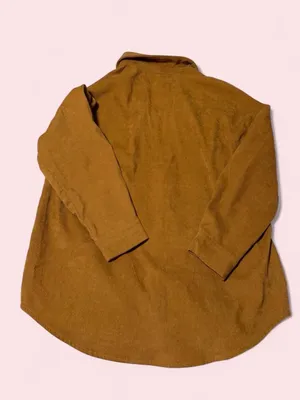SHEIN Brown Corduroy Button-Down Women's Shirt thumbnail 2