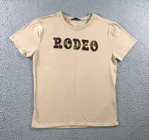 Rodeo Graphic Tee Women L Tan Bleached Western Retro Coastal Cowgirl Festival thumbnail 1