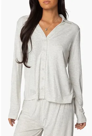 Edikted Justina Lounge Button-Up Top thumbnail 1