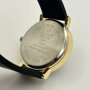 Decree Gold Tone Black Silicon Band Women’s Minimalist Watch New Battery thumbnail 6