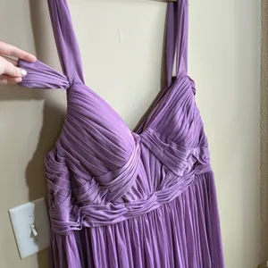 Azazie A24 Bridesmaid Dress Wisteria Purple Women Plus Chiffon Pleated Gown thumbnail 2
