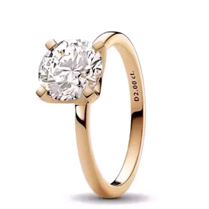 14k Gold Plated S925 Engagement Ring 2.00ct Solitaire Simulated Diamond,‎ Sz 6 thumbnail 6