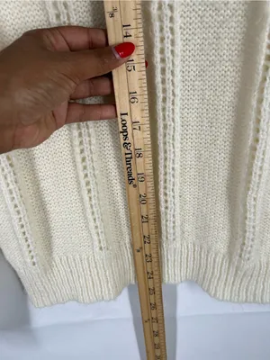 Open-Knit‎ Crewneck Sweater in Cream - Women's thumbnail 9