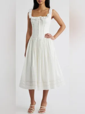 NEW HOUSE OF CB Phoebe Stretch Cotton Broderie Dress sz XL L+ thumbnail 2