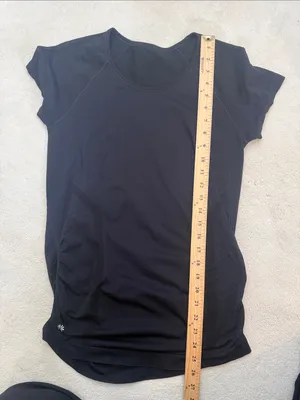 Athleta Speedlight Athletic Seamless Black Tee T-shirt Short Sleeve Ruched M thumbnail 8
