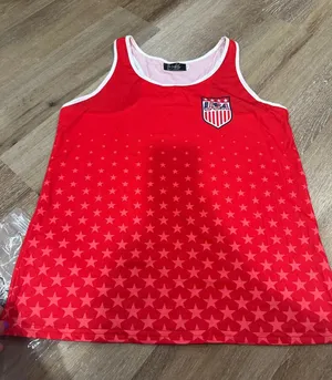 Red USA Star Print Womens USA soccer Tank Top thumbnail 1
